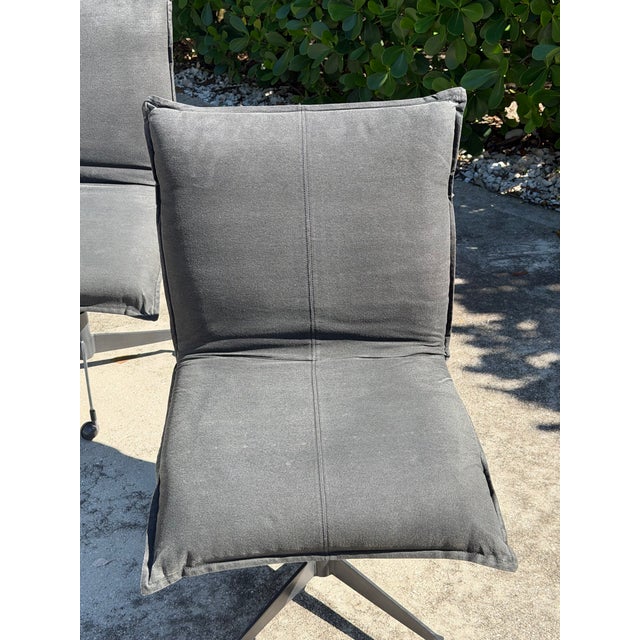 Dark Gray Restoration Hardware Distressed Canvas Swivel Desk Chairs, Set of 3 For Sale - Image 8 of 13