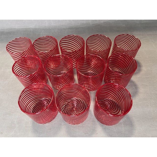 Lot of 12 crystal glasses from approximately 1930. fenton, canberry, measuring 7.5 cm high and 7.3 cm in diameter. perfect...