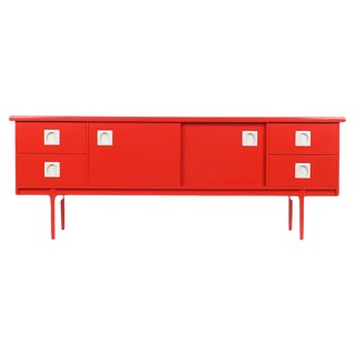 Red Lacquered Wood Console Table, 1960s For Sale