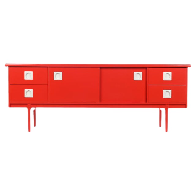 Red Lacquered Wood Console Table, 1960s For Sale