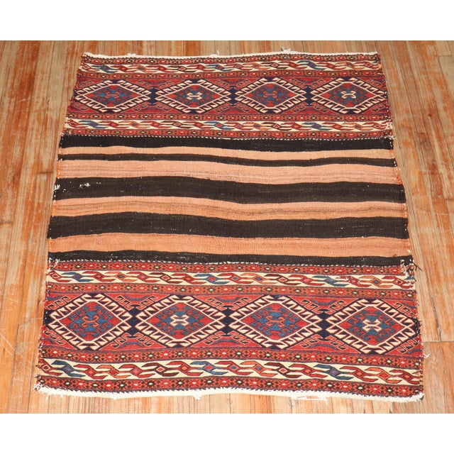Late 19th Century Kilim Soumac Flat-weave Tribal Rug Measures: 3'10'' x 4'5'' Soumak rugs have a construction technique...