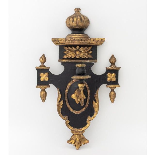 Neoclassical Neoclassical Style Ebonized & Gilt Sconces, Pair For Sale - Image 3 of 11