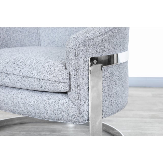 Chrome Mid-Century Modern Chrome "Barrel" Lounge Chairs Attributed to Milo Baughman For Sale - Image 8 of 12