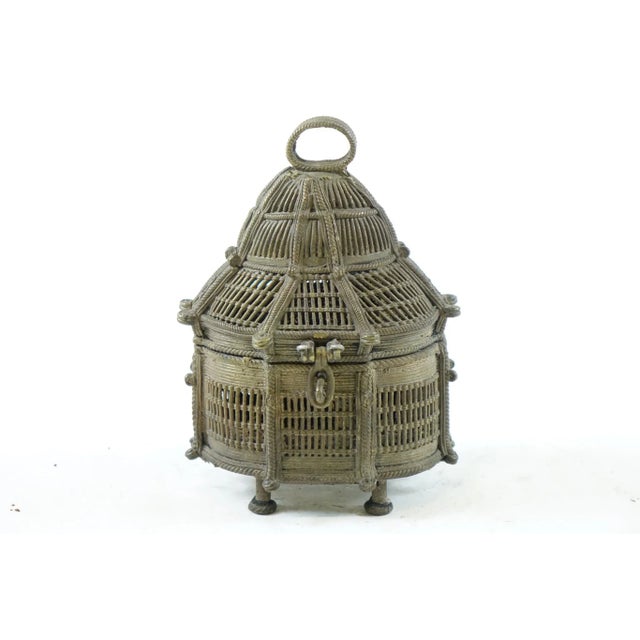 Antique Bronze Far East Covered Basket For Sale - Image 4 of 4