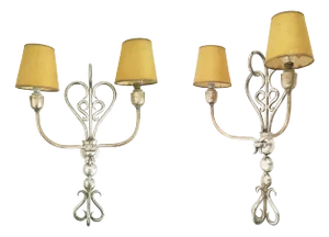 Italian Silver-Plated Brass Sconces, 1930s, Set of 2