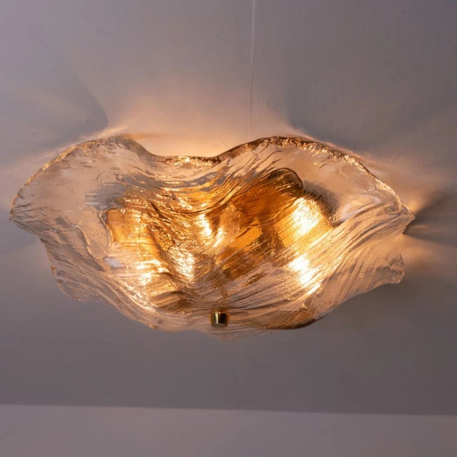 Brown and Clear Flush Mount Wall Lights attributed to J. T. Kalmar for Kalmar, 1965 For Sale - Image 9 of 12