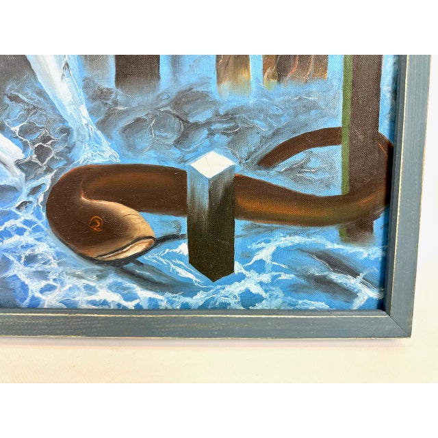 Blue B. W. Onsowicz, Composition, Acrylic on Canvas, 1960s, Framed For Sale - Image 8 of 11