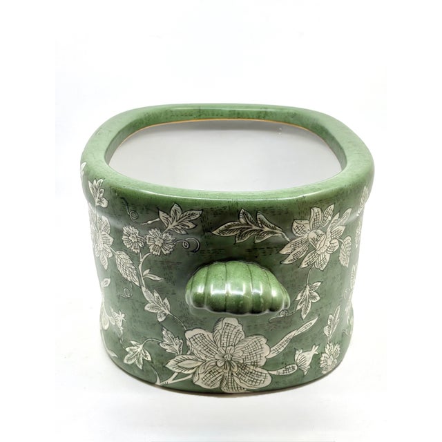 Green Vintage Green Chinoiserie Decorative Ceramic Planter / Vessel by Andrea Sadek For Sale - Image 8 of 12