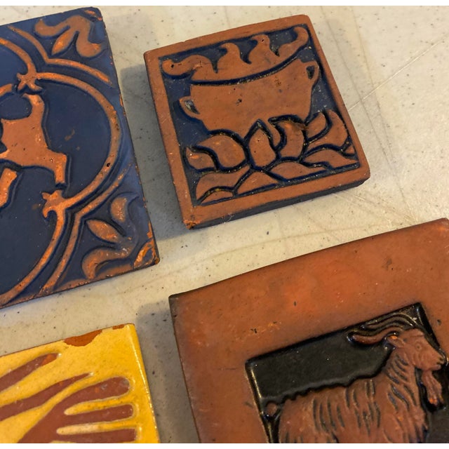 Arts & Crafts Four Vintage Bucks County Tiles For Sale - Image 3 of 8