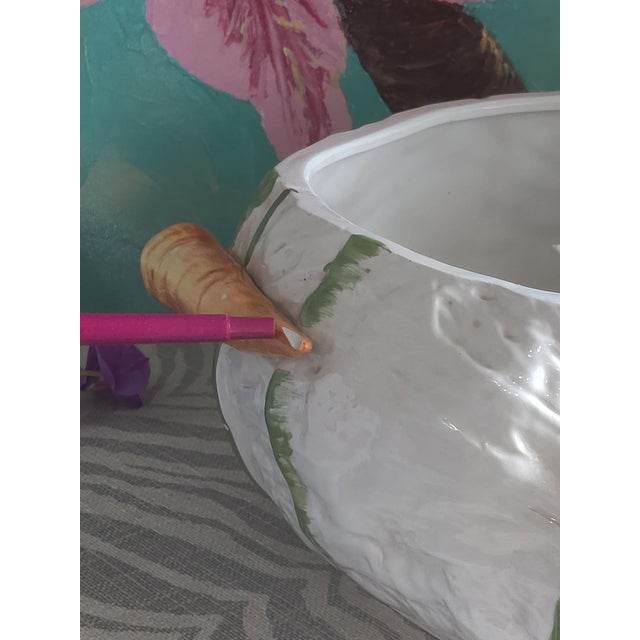 White Carrot Soup Bowl With Ladle For Sale - Image 8 of 12