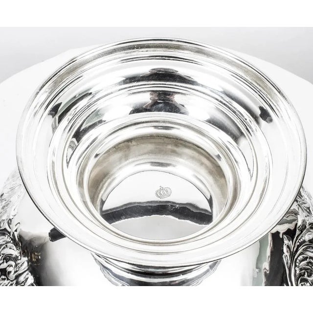 Vintage Large Silver Plated Punch Bowl Cooler with Floral Decoration For Sale - Image 9 of 13