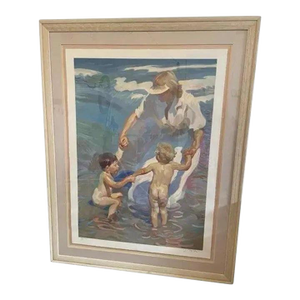 Late 20th Century Five Foot Framed Coastal Wall Art