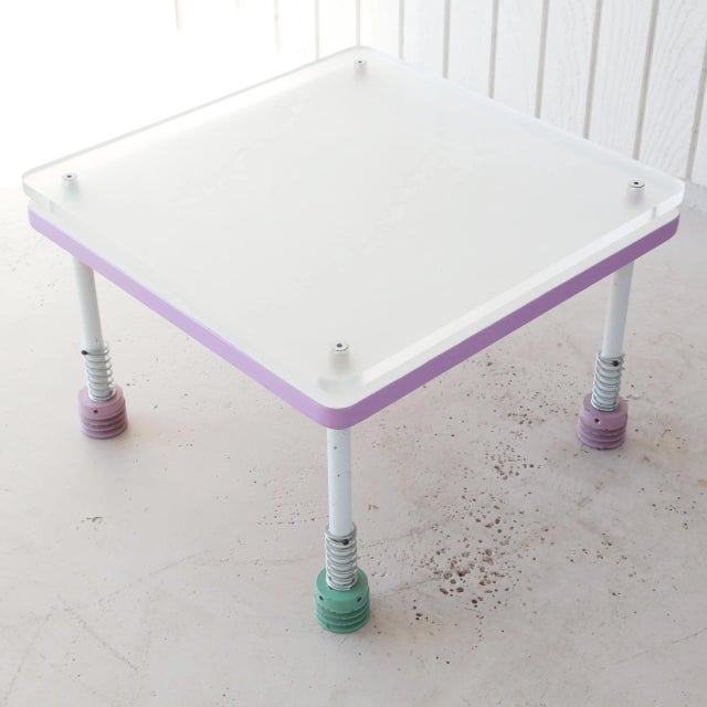 1992 Postmodern Metal and Frosted Acrylic Coffee Table by Mitch Levin For Sale In Tampa - Image 6 of 9