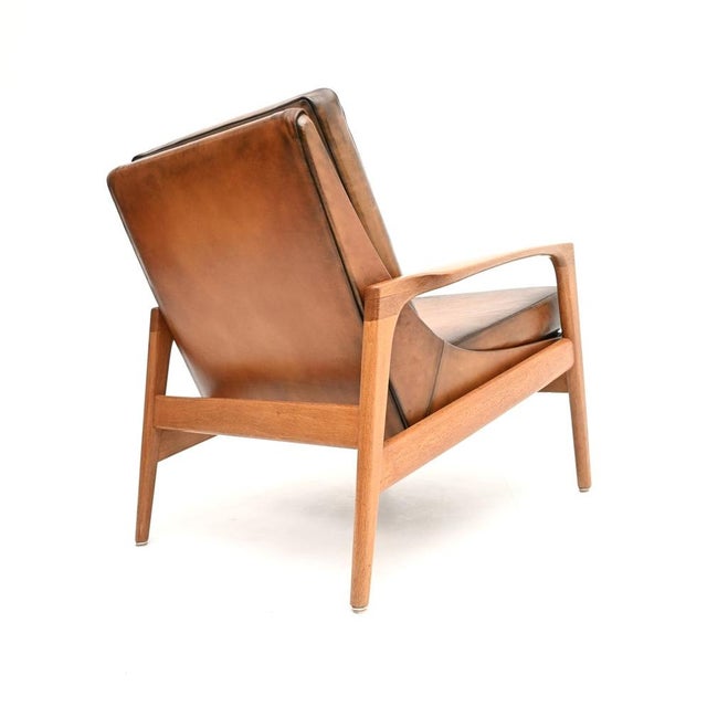 Wood Vintage Danish Oak and Leather Armchair from IB Kofod Larsen, 1960s For Sale - Image 7 of 12