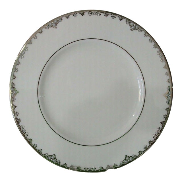 1990s Lenox Classics Collection Federal Platinum Bone China Accent Luncheon Plate For Sale