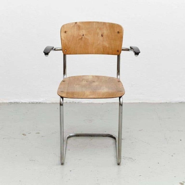 Bauhaus chair by unknown designer, probably Gispen. Manufactured in Holland, circa 1930. In good original condition with...