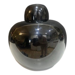 Tobia Scarpa for Venini Murano Opachi Black Lidded Vase, 1979 For Sale