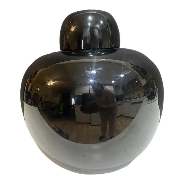 Tobia Scarpa for Venini Murano Opachi Black Lidded Vase, 1979 For Sale