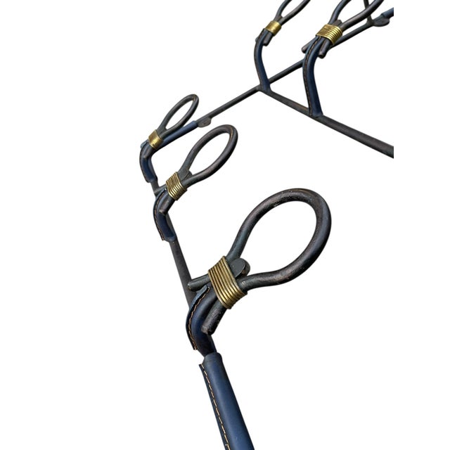 Vintage Stitched Leather Coat Rack by Jacques Adnet, 1950s For Sale - Image 10 of 13