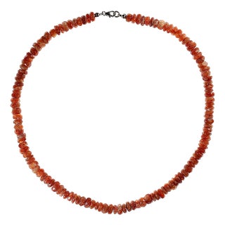 Ajd 17 Inch Sunstone Necklace of 7mm Faceted Rondelles Great Gift For Sale