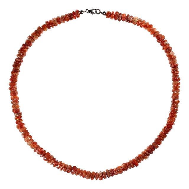 Ajd 17 Inch Sunstone Necklace of 7mm Faceted Rondelles Great Gift For Sale