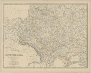 Antique Map of Southern Russia by Johnston, 1882