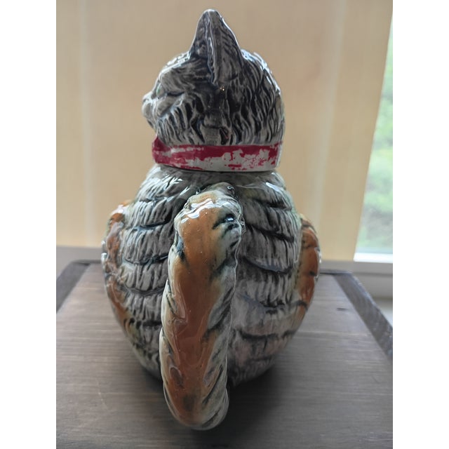 Mid-Century Japanese Ceramic Tabby Cat Figural Teapot For Sale - Image 4 of 9