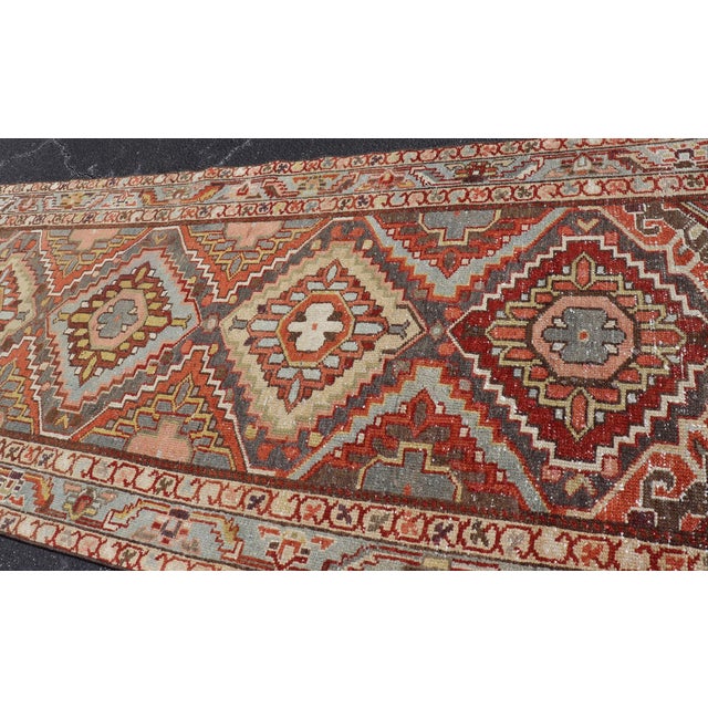 Antique Persian Bakhtiari Runner With Geometric Medallions in Taupe and Rust For Sale - Image 11 of 13