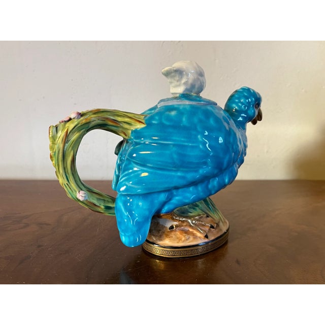 19th Century Antique 19th Century Moore Bros. English Porcelain Bird Teapot With Quail and Chicks For Sale - Image 5 of 11