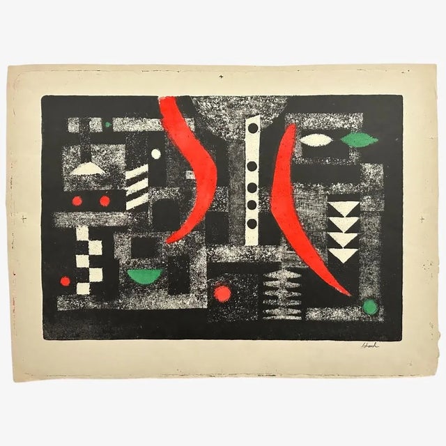 Richard Hood (1910-1995) - ‘Subway’ Screenprint, Signed (c.1951). Abstract modernist 4 layer screenprint on hand torn...