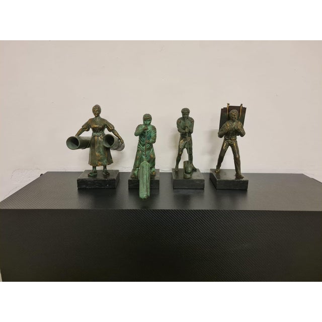 Bronze Figures Depicting Glass Process, 1980s, Set of 4 For Sale - Image 15 of 15