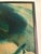 Teal Pair of Vintage Batik Lotus Paintings, Signed, Teal and Coral Wall Art For Sale - Image 8 of 11