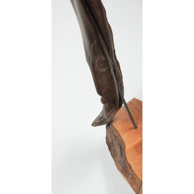 2017 Handcarved Wood Face on Stand Sculpture For Sale In Seattle - Image 6 of 14