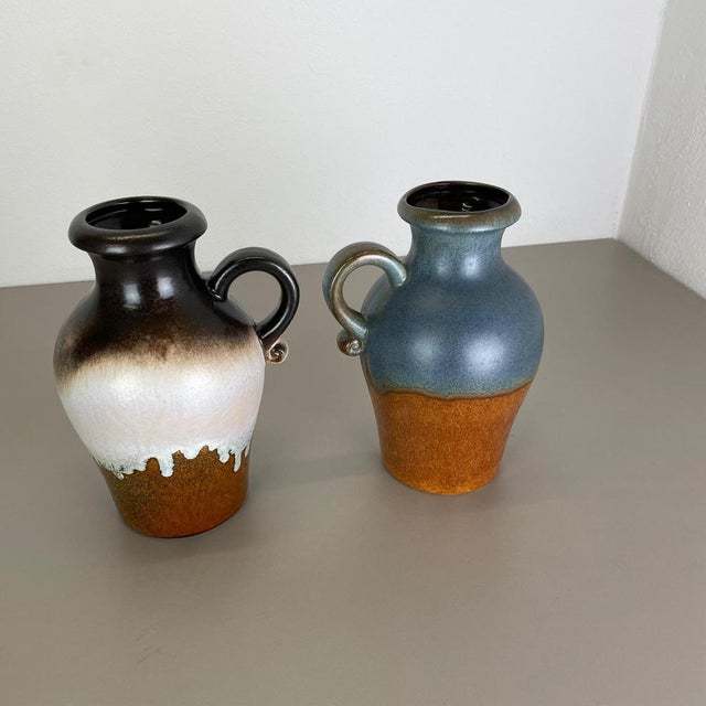 Fat Lava Pottery Vases attributed to Scheurich, Germany, 1970s, Set of 2 For Sale - Image 3 of 18