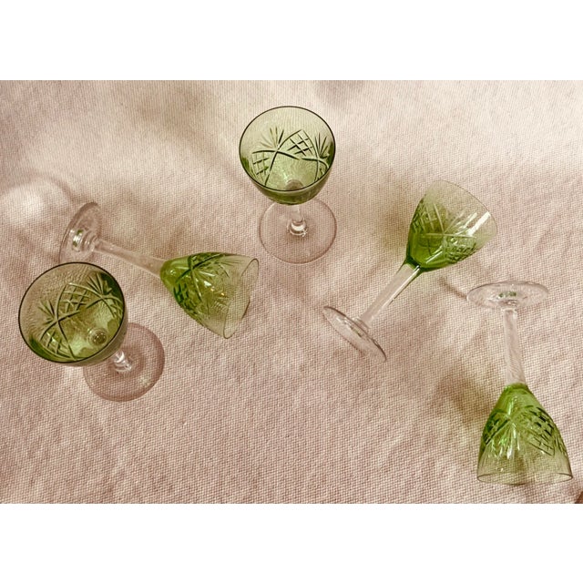 1950s French Absinth Color Crystal Apéritif Glasses - Set of 5 | Chairish