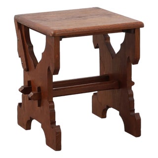 Belgian Arts & Crafts Oak Stool, 1890 For Sale