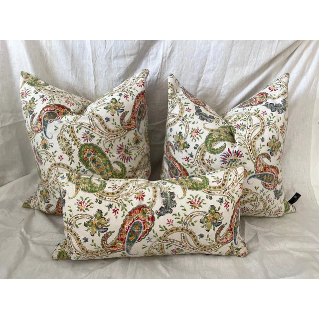 Ivory Set of 3 Paisley/Floral Print Decor Pillows For Sale - Image 8 of 8