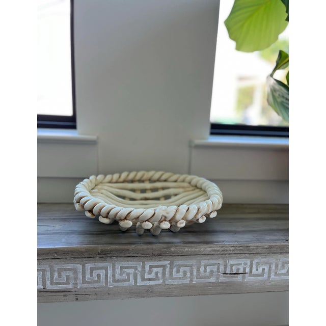 Ceramic 1960s Handcrafted Rustic Basketweave Ceramic Bowl For Sale - Image 7 of 12