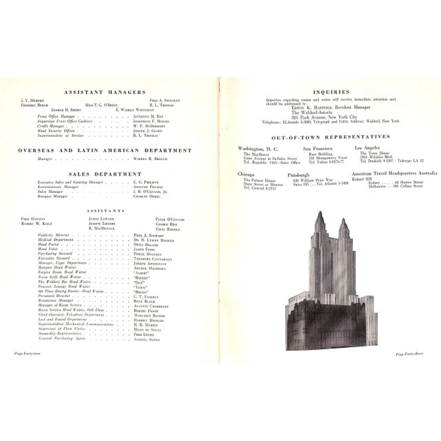 "Facts About the Waldorf-Astoria" 1950 For Sale - Image 11 of 13