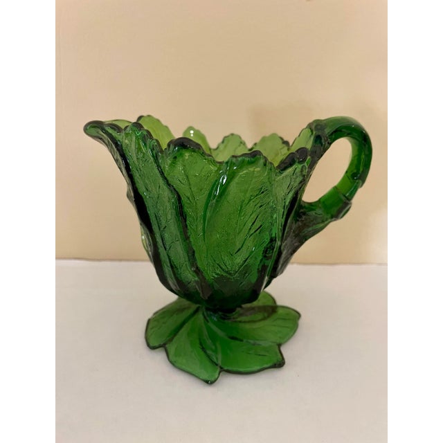 English Vintage Summit Art Glass Creamer and Sugar Set in Everglade Pattern- 2 Pieces For Sale - Image 3 of 8