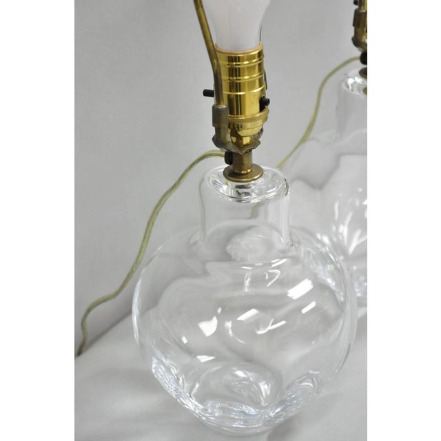 White Vintage Simon Pearce Shelburne Modern Handblown Glass Vase Small Table Lamp Pair For Sale - Image 8 of 11