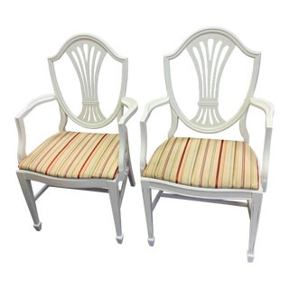 Early 20th Century Gustavian Style Shield Back Arm Chairs- Pair For Sale