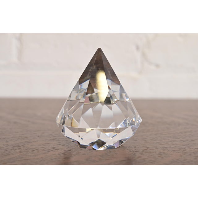 Transparent Tiffany & Co. Crystal Glass Diamond Faceted Paperweight For Sale - Image 8 of 8