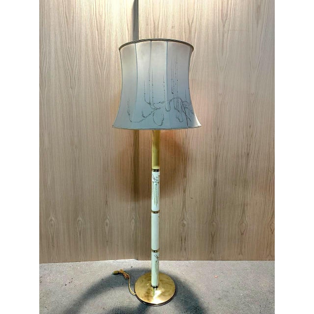 Blue Brass & Porcelain Floor Lamp For Sale - Image 8 of 10