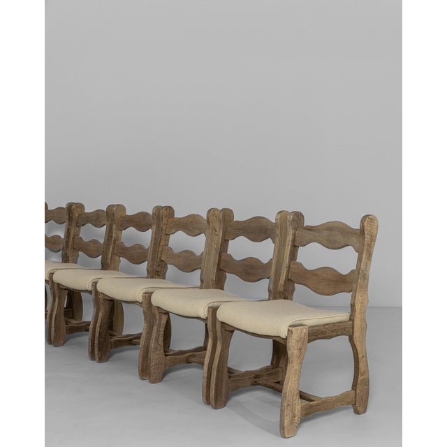 Brown 1970s French Oak Dining Chairs With Upholstered Seats - Set of 6 For Sale - Image 8 of 18