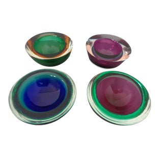 Sommerso Murano Glass Bowls by Flavio Poli, 1960s, Set of 4 For Sale