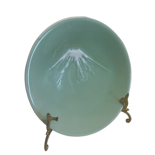 Early 1900s Antique Japanese Nabeshima Mt Fuji Celadon Pottery Plates- Set of 10 For Sale - Image 11 of 12