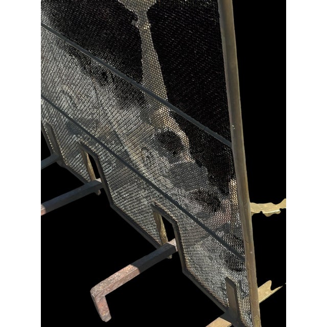 1900 - 1909 Antique Andirons and Fireplace Screen For Sale - Image 5 of 6