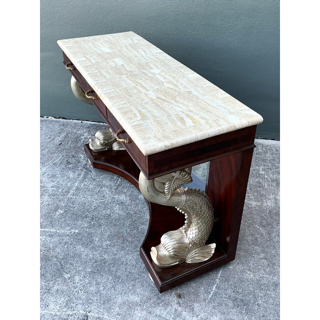 Late 20th Century Vintage Maitland Smith Silver Koi Console Table For Sale - Image 5 of 12