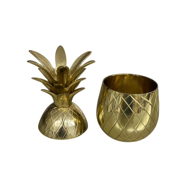 Vintage Metal Pineapple Container For Sale - Image 4 of 6